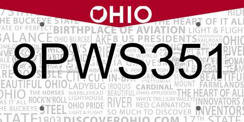 8PWS351 Ohio License Plate