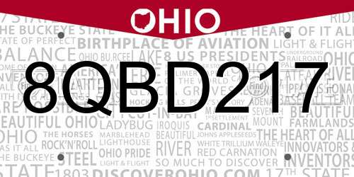 8QBD217 Ohio License Plate