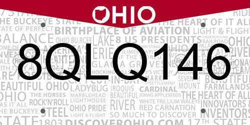 8QLQ146 Ohio License Plate