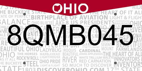 8QMB045 Ohio License Plate
