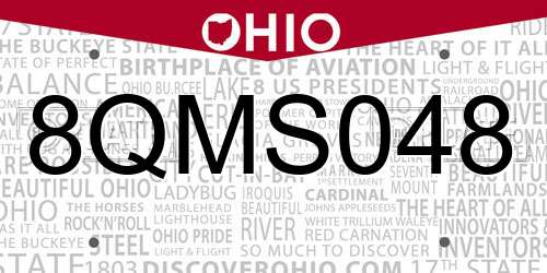 8QMS048 Ohio License Plate