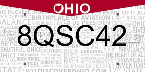 8QSC42 Ohio License Plate