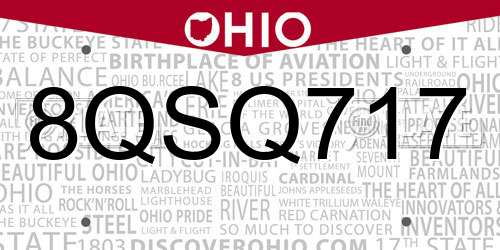 8QSQ717 Ohio License Plate