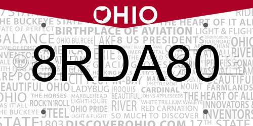 8RDA80 Ohio License Plate