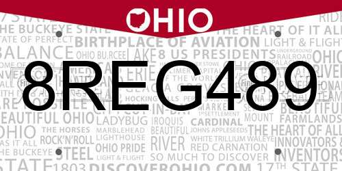 8REG489 Ohio License Plate