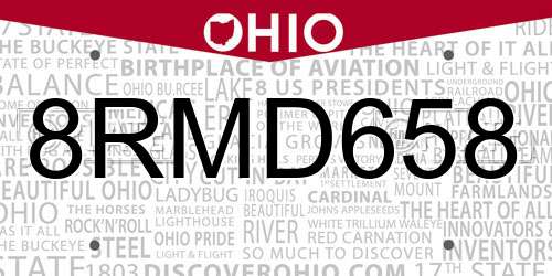 8RMD658 Ohio License Plate