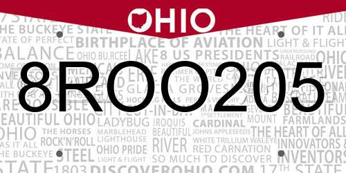 8ROO205 Ohio License Plate