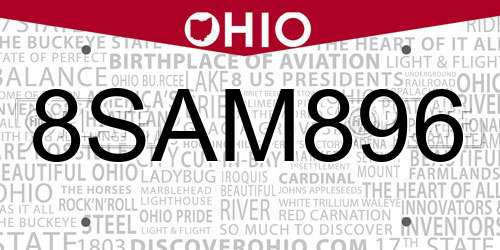 8SAM896 Ohio License Plate