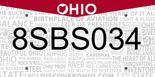 8SBS034 Ohio License Plate