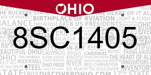 8SC1405 Ohio License Plate