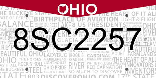 8SC2257 Ohio License Plate