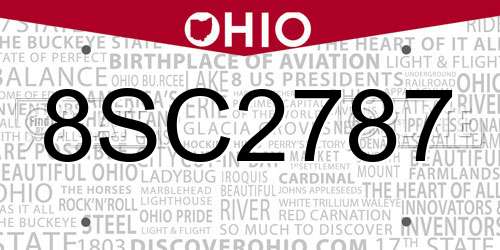 8SC2787 Ohio License Plate