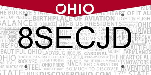 8SECJD Ohio License Plate