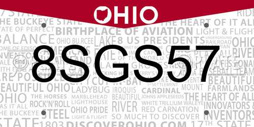 8SGS57 Ohio License Plate