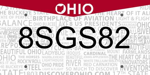 8SGS82 Ohio License Plate