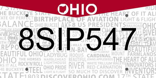 8SIP547 Ohio License Plate