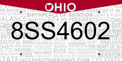 8SS4602 Ohio License Plate