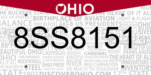 8SS8151 Ohio License Plate