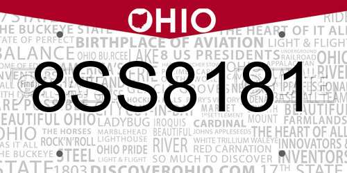8SS8181 Ohio License Plate