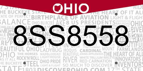 8SS8558 Ohio License Plate