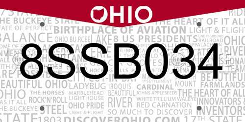 8SSB034 Ohio License Plate