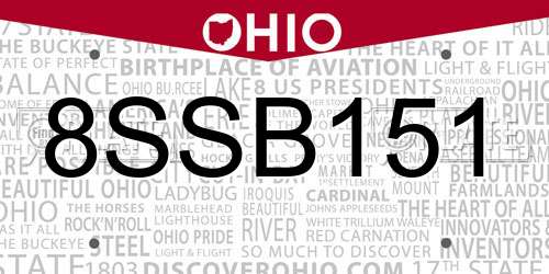 8SSB151 Ohio License Plate