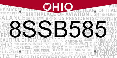 8SSB585 Ohio License Plate