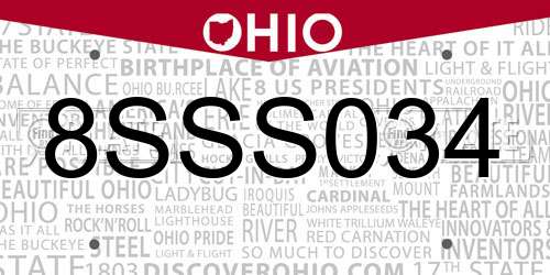 8SSS034 Ohio License Plate