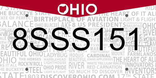 8SSS151 Ohio License Plate