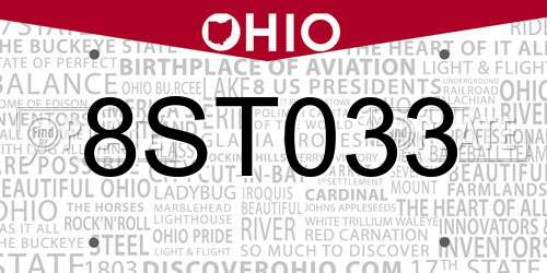 8ST033 Ohio License Plate