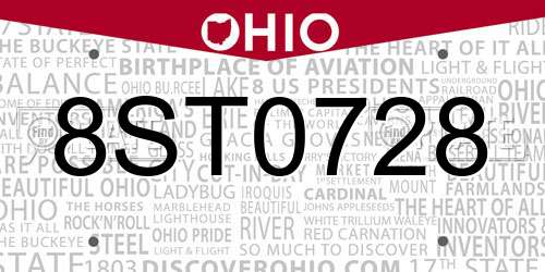 8ST0728 Ohio License Plate