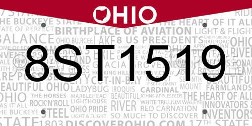 8ST1519 Ohio License Plate