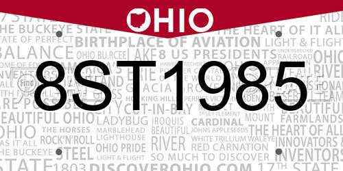 8ST1985 Ohio License Plate