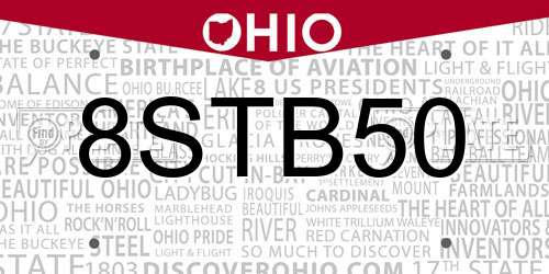 8STB50 Ohio License Plate