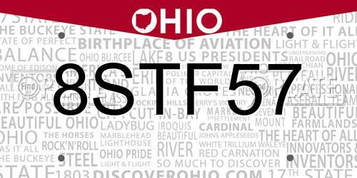8STF57 Ohio License Plate