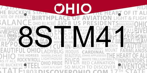 8STM41 Ohio License Plate