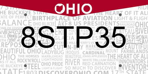 8STP35 Ohio License Plate