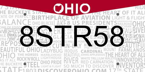 8STR58 Ohio License Plate