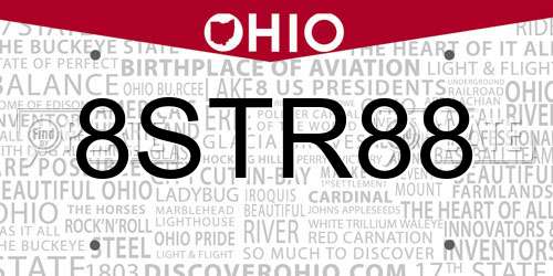 8STR88 Ohio License Plate