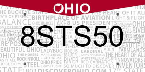 8STS50 Ohio License Plate