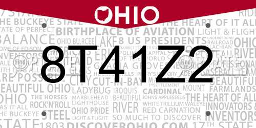 8T41Z2 Ohio License Plate