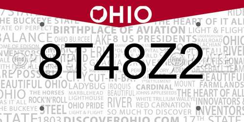 8T48Z2 Ohio License Plate