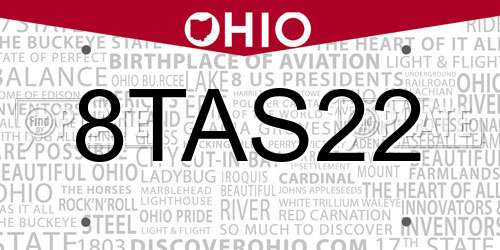 8TAS22 Ohio License Plate