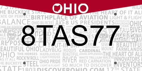 8TAS77 Ohio License Plate