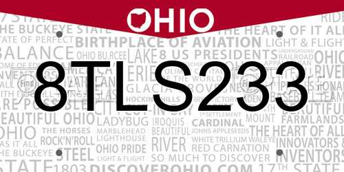 8TLS233 Ohio License Plate