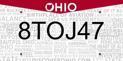 8TOJ47 Ohio License Plate