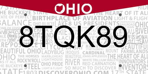 8TQK89 Ohio License Plate