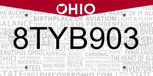 8TYB903 Ohio License Plate