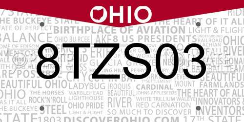8TZS03 Ohio License Plate
