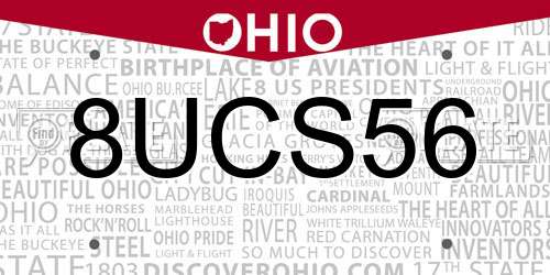 8UCS56 Ohio License Plate